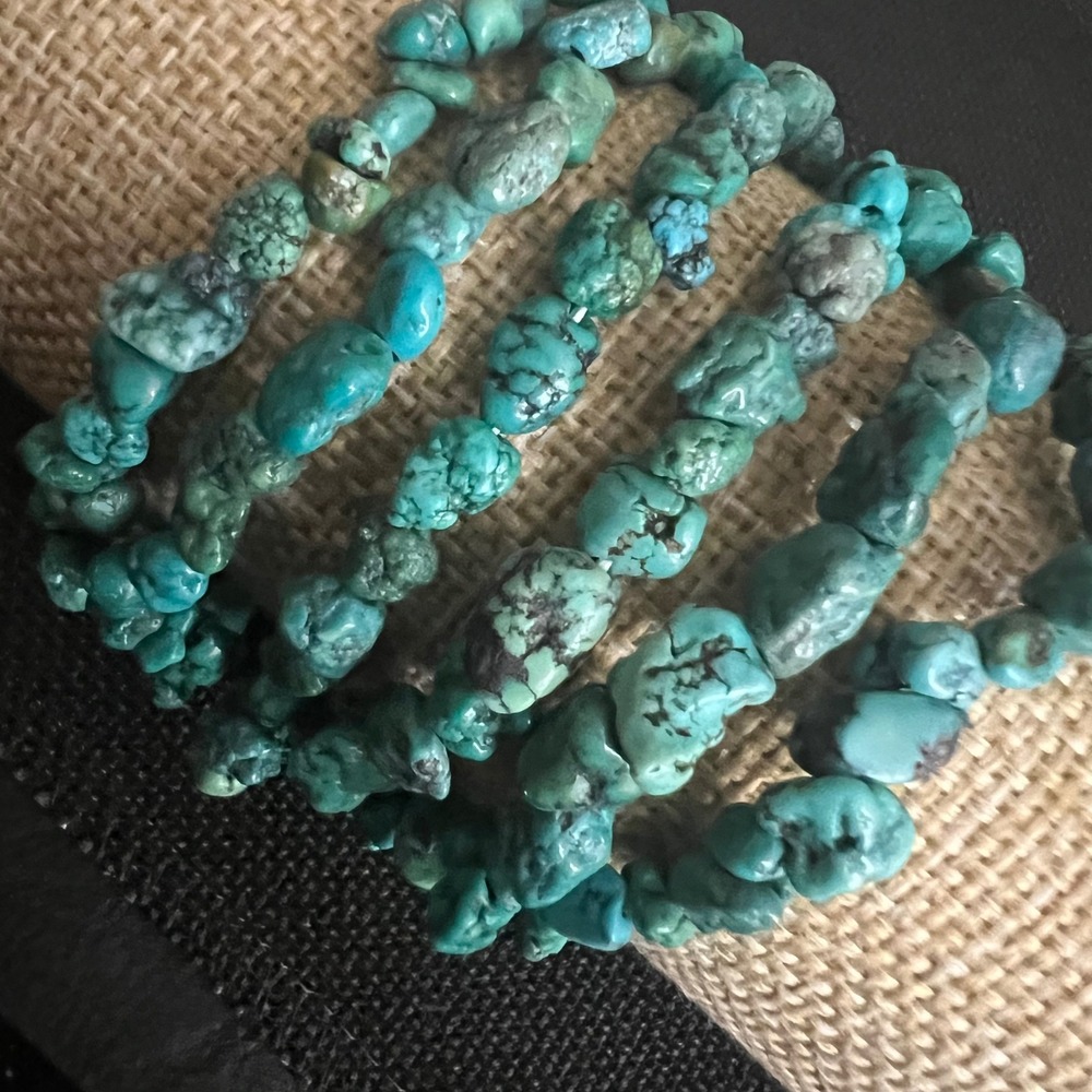 Vintage Kenneth Lane Turquoise Nugget Multi Strand Toggle Bracelet 7" 80-90s